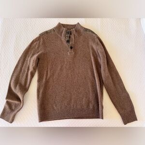Men's Brown wool sweater with patches on shoulders